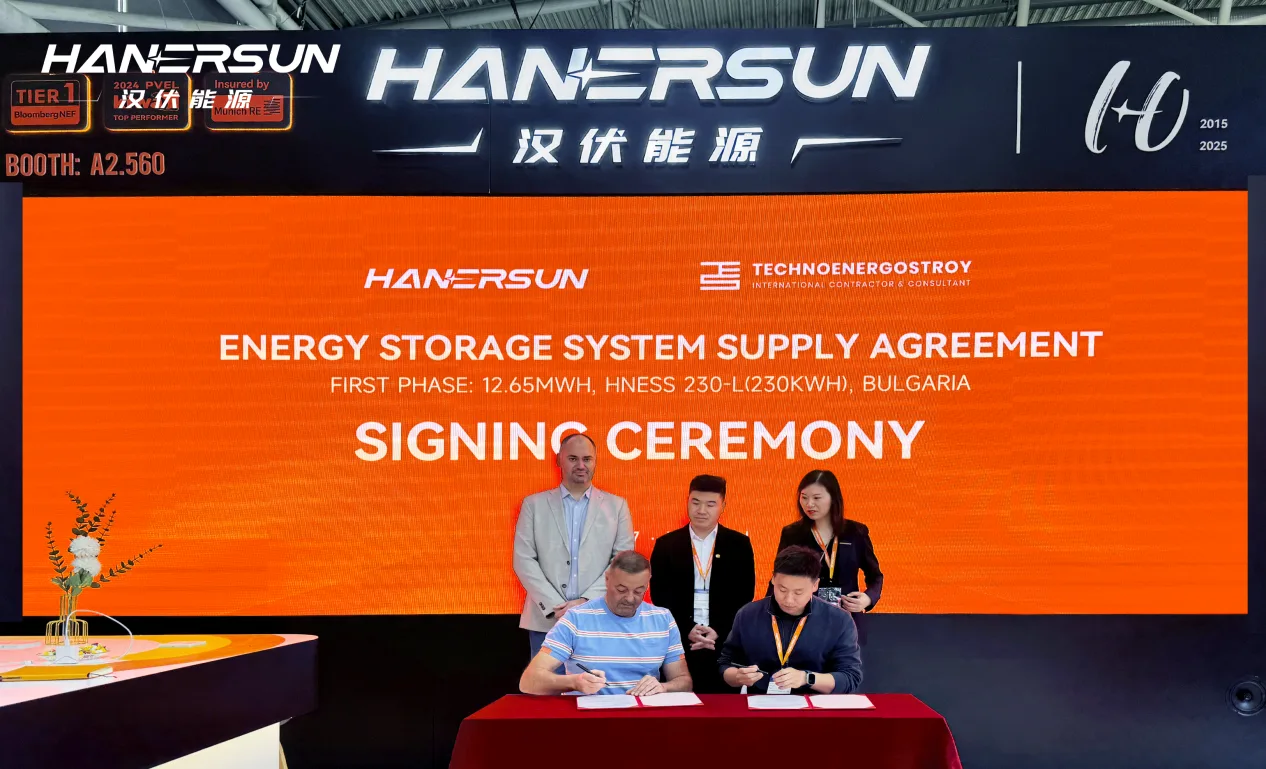 Hanersun Signed Annual PV+ESS Supply Agreement with Technoenergostroy During Intersolar Europe